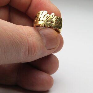 14k Gold Name Ring HELEN Hand Made